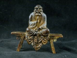 Great Antique Chinese Brass Hand Made Arhat On Bench Statue K169