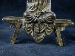 Great Antique Chinese Brass Hand Made Arhat On Bench Statue K169 3