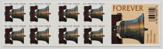 Forever Liberty Bell Double - Sided Booklet Of 20 2007 Scott 4125a Bell 16mm Wide
