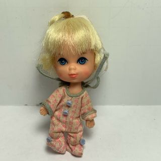 Vintage Liddle Kiddles Little Diddle 1965 Mattel Toy Doll & Outfit Blonde Blue