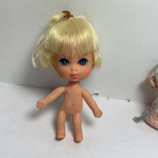 Vintage Liddle Kiddles Little Diddle 1965 Mattel Toy Doll & Outfit Blonde Blue 3