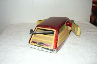 Vintage Hotwheels Custom Merc Woodie Red 1/18 Diecast Car.  With Surf Board 3