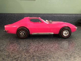 Vintage Processed Plastics Co Pink Corvette Redlines Convertible USA Toy Car 3