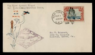 Dr Who 1928 York Ny To Montreal Canada First Flight Air Mail Fam 1 C213233
