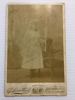 1880’s T.  Lilienthal Cabinet Card Photo Orleans,  La Young Victorian Bride