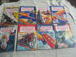 (8) Vintage Popular Mechanics Magazines,  All From The Year 1935.
