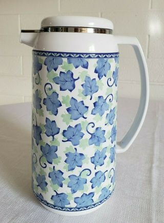 Vintage Pfaltzgraff Blue Isle Insulated Pitcher Carafe Thermos Coffee Server