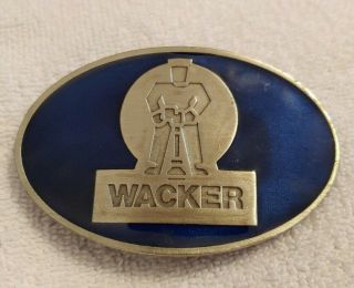 Vintage Wacker Heavy Silver Brass Belt Buckle Navy Background Bergamont Brass Co