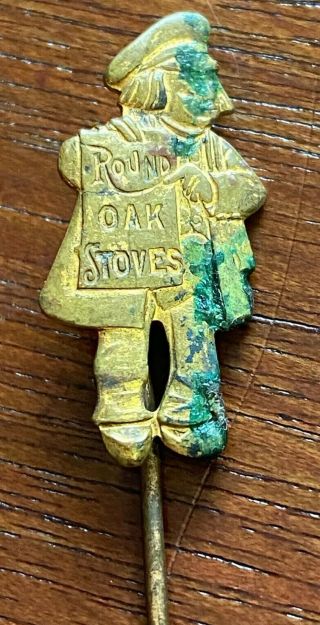Antique Round Oak Stoves Advertising Stick Pin Little Boy Uniform Beckwith