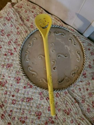 Vintage Plastic Yellow 12 " Koolaid Splenda Smiley Face Stirring Spoon