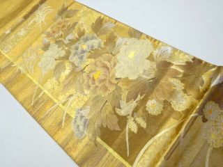 84566 Japanese Kimono / Vintage Fukuro Obi / Kinsai / Floral Plant & Peony
