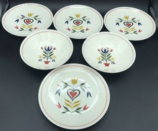Vtg Homer Laughlin American Provincial Rhythm 4 Small Plates & 2 Fruit Bowls Set
