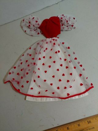 Vintage Barbie Doll Dress Gown Red White Hearts 2pc Valentine 