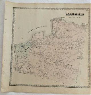 1861 Ny Atlas Map Hounsfield Sackets Harbor Jewettville Dexter Brownville,