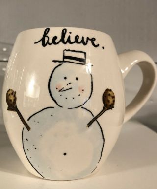 Rae Dunn Mug Believe Let It Snow Snowman Winter Christmas Htf