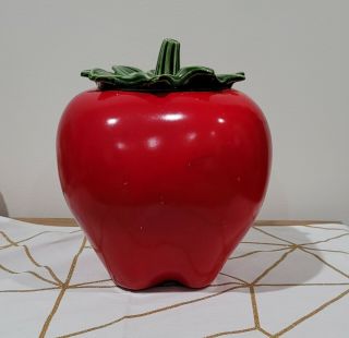 Mccoy Vintage Red Apple Cookie Jar - Canister - Container