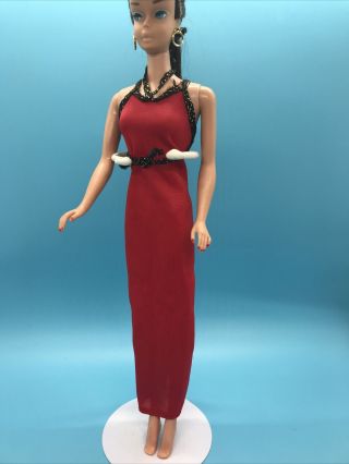 Vintage Barbie 1357 Red Halter Tricot Dress Best Buy 1979 W/earrings Vguc