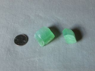 Dreamy Green Calcite Crystals Pretty Pair Mexico Vintage Old Stock