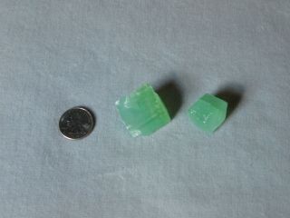 DREAMY GREEN CALCITE CRYSTALS PRETTY PAIR MEXICO VINTAGE OLD STOCK 2