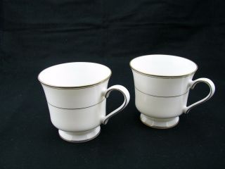Pair Gorham " Elegance Gold " Footed Tea Coffee Cups Fine China 24k Gold Japan Euc