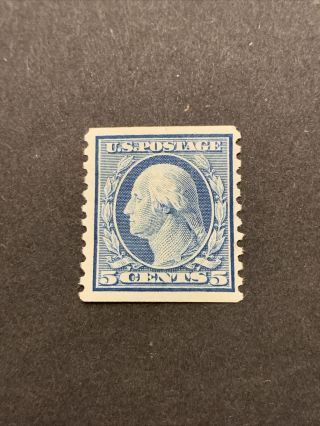 1910 - 13 Us Coil Stamp Scott 396 Blue Washington 5 Cent Mvlh Perf 8 - 1/2 Vert