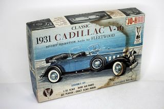 Jo - Han 1931 Cadillac V - 16 Model Kit 1:25 Scale Open Stained Box Started