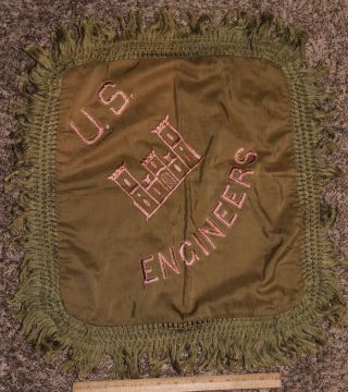 Vintage Wwii Us Army Pillow Cover U.  S.  Engineers Embroidered
