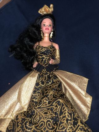 Top Barbie Doll Mattel Moonlight Magic Black & Gold Evening Gown