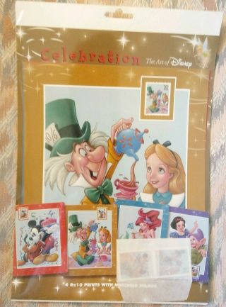 The Art Of Disney:celebration 4 X 8 Prints With 4 Matching Usa Stamps