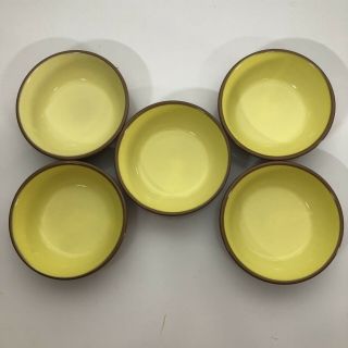 5 Vintage Tst Chateau Buffet Terre Yellow Brown Custard Cups 6”