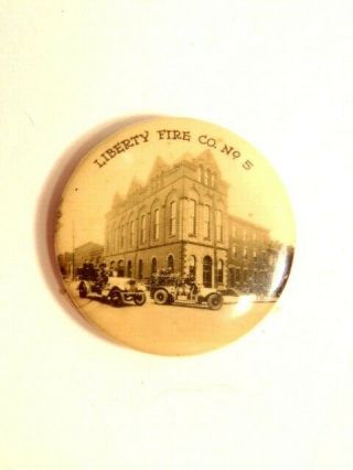Vintage Pin Showing Liberty Fire Co.  No 5,  (reading,  Pa) ; Keystone Badge Co.