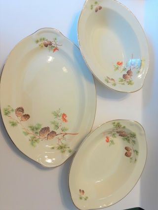 Taylor Smith Taylor Serving Platter And Serving Bowls - 3 Pc Set - Pine Cones