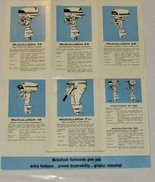 Vintage 1966 Mccolloch Outboard Engines Brochure Introducing Electric Start