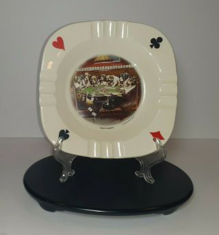Vintage Homer Laughlin Ashtray Dogs Playing Cards Poker Sympathy Brown & Bigelow