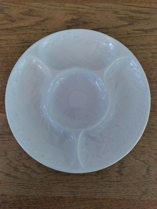 Aplico Porcelain White Sectional Artichoke Appetizer Dish Plate