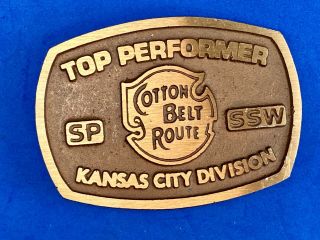 Railroad Train Cotton Belt Route Sp Ssw Top Performer Kansas City Belt Buckle