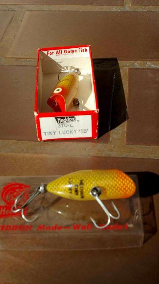 Vintage Heddon Tiny Lucky 13 370 - Two Lures In One Box