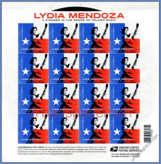 4786a Lydia Mendoza Tejano Music Imperf Pane Of 16 From Press Sheet No Die Cuts