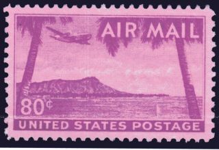 U.  S.  Stamp C46 - - - 80c Hawaii Airmail — Xf - - Graded 90