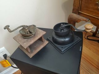 Primitive Coffee Mills / Grinders For Repair Or Parts - Adams & Restored Cap