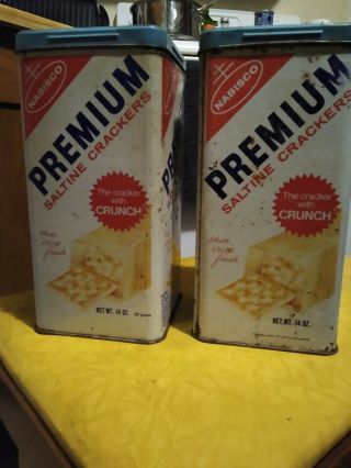 Vintage Nabisco Premium Saltine Cracker Tin Vtg X 2