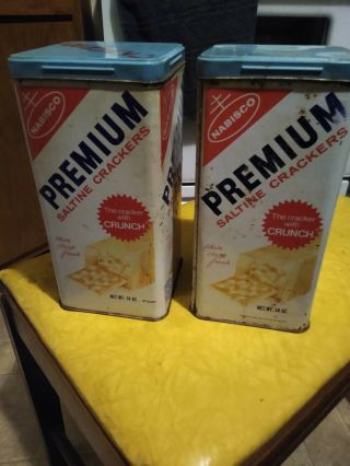 Vintage Nabisco Premium Saltine Cracker Tin VTG x 2 2