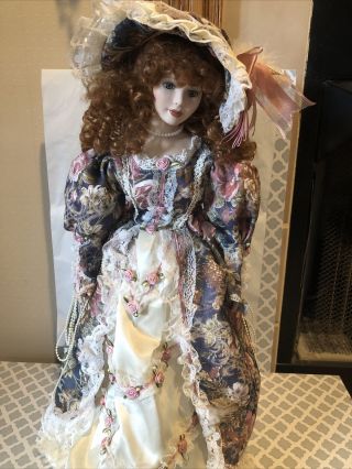Vintage Collectible Porcelain Doll Unique 1 - 5000 Red Head Blue Eyes - 22” W Stan