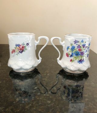 Vintage 2 Piece Set Porcelain Coffee/tea Cups From Czech Republic