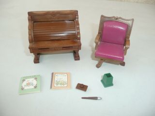 Sylvanian Families Vintage Writing Desk And Swivel Chair Set