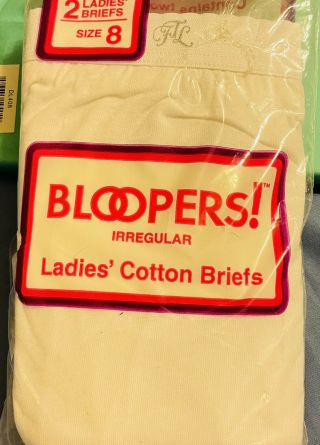 Vintage Cotton Briefs Ladies White Bloopers Irregulars Size 8 2 Pair