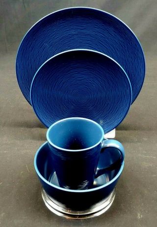 Noritake Colorscapes Navy On Navy Swirl,  4 Piece Setting,