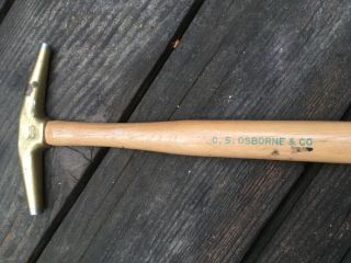Vintage C.  S.  Osborne & Co 33 Tack Hammer,  Magnetic Tip,  Leather,  Upholstery Tool