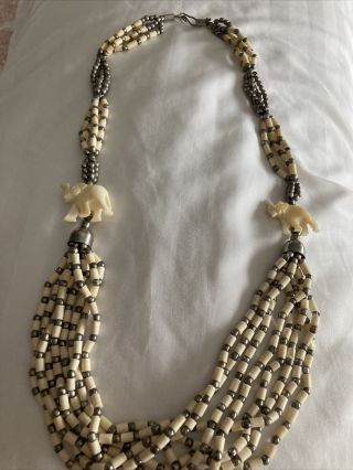 Vintage Ivory & Beaded Necklace