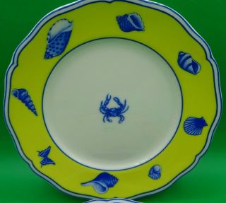2 Lynn Chase Costa Azzurra Bread & Butter Plates - Yellow Sea Life Shell Design 2